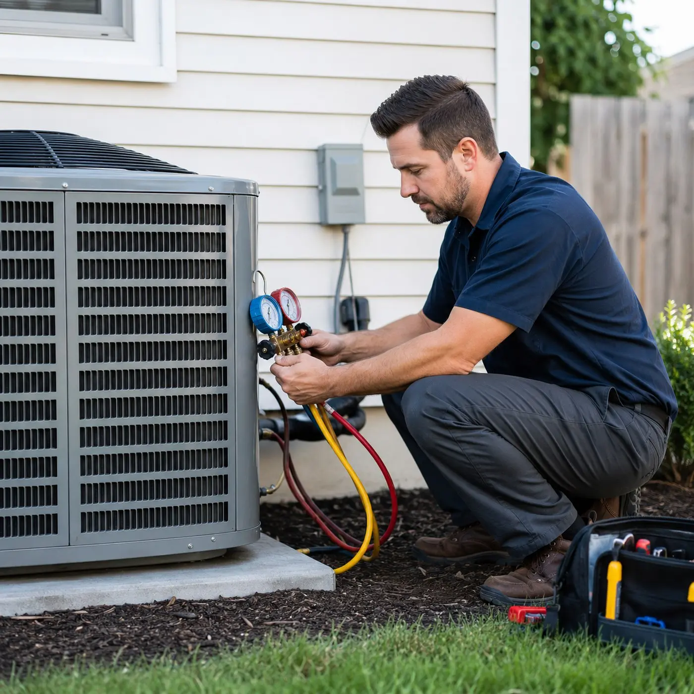 HVAC technician on the job